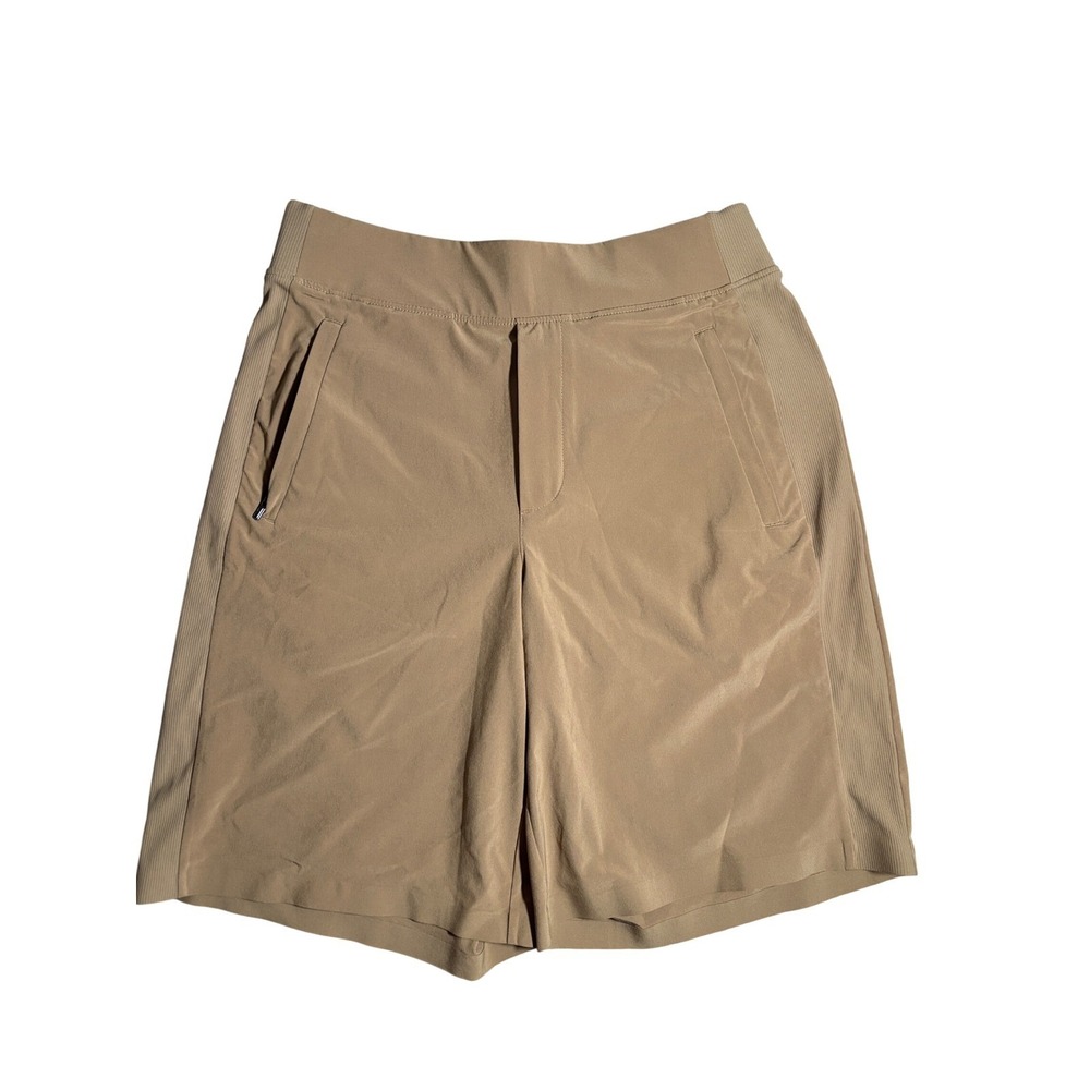 Athleta Brooklyn Bermuda Shorts Tan Brown Size 2 Mid Rise Hiking Travel Modest